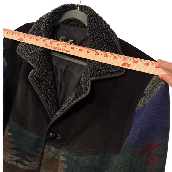 Scully M Vintage Southwestern Jacket Suede & Wool Aztec Western Coat Sherpa 40 - Picture 15 of 16
